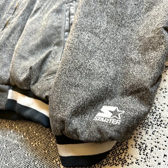 Vintage 1990s Los Angeles Raiders Starter Jacket - NFL AFC Gray Hooded Zip-Up - Picture 4 of 7